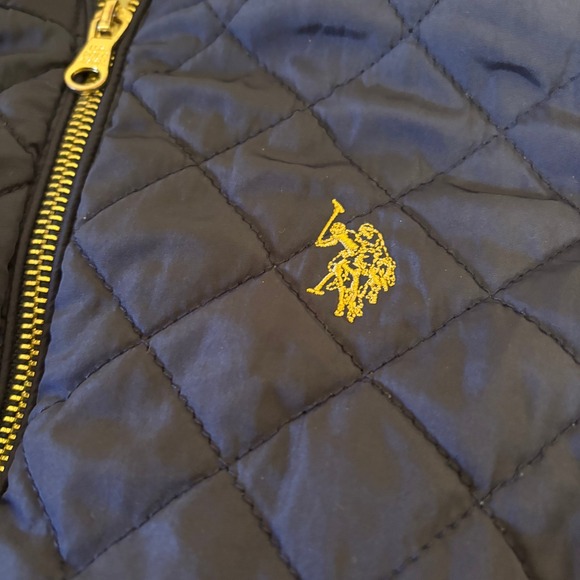 US Polo Assn Quilted Moto Jacket Youth Size L Navy Blue Zip Front - Picture 6 of 9